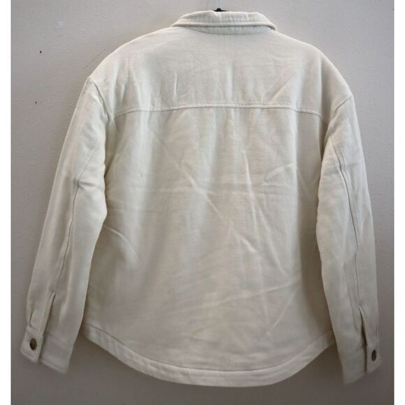 Aeropostale 9569 Women's Sz S Ivory Flannel Sherpa-Lined Shirt Jacket Shacket - Picture 2 of 10